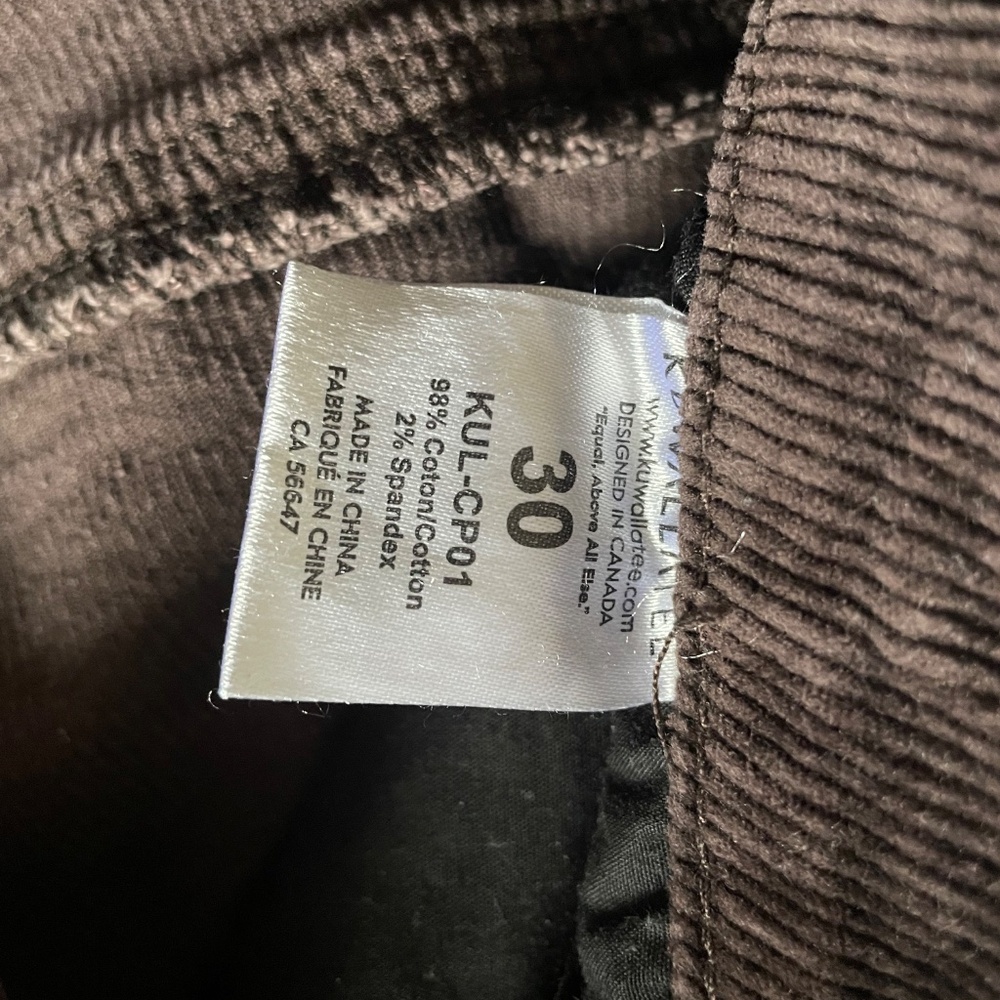 Kuwalla Tee Men's Corduroy Straight Leg pants - Brown - M30 - Picture 6 of 6